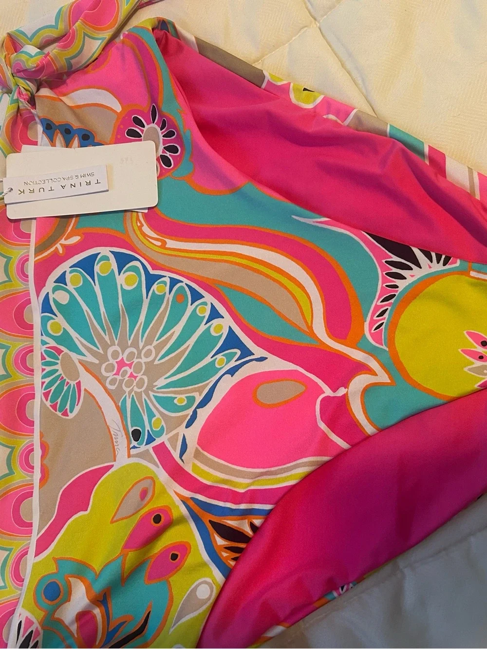 NWT Colorful Trina Turk High Waist Side Tie Swimsuit Bottom Size 14